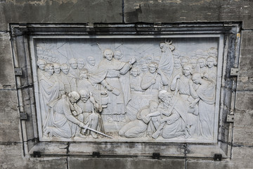 Relief am Denkmal auf der "Place des martyrs" in Brüssel, Belgien
