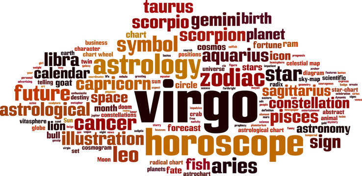 Virgo word cloud concept. Vector illustration