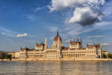 Fototapeta na wymiar The Hungarian Parliament on the Danube River in Budapest