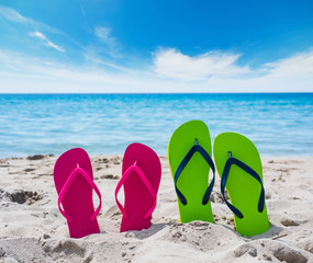 flip flops on the sand