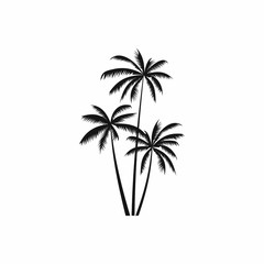 Three coconut palm trees icon, simple style