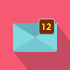 Envelope with twelve messages icon, flat style