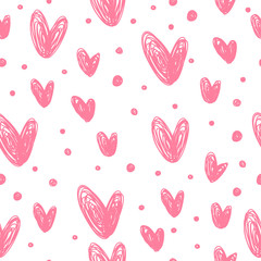 Doodle romantic love seamless pattern background. 