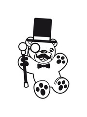 sir mr gentlemen cylinder stock monokel glasses nobility rich funny hat sweet cute comic bear taddy