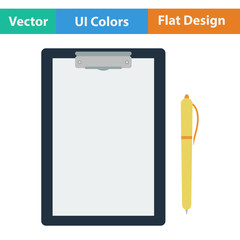 Flat design icon of Tablet and pen