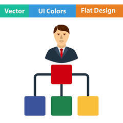 Flat design icon of Head businessman with scheme