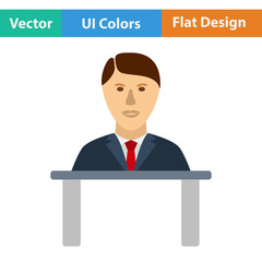 Flat design icon of Businessman avatar on a table