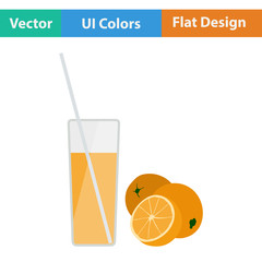 Flat design icon of Orange juice glass