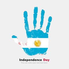 Handprint with the Flag of Argentina in grunge style