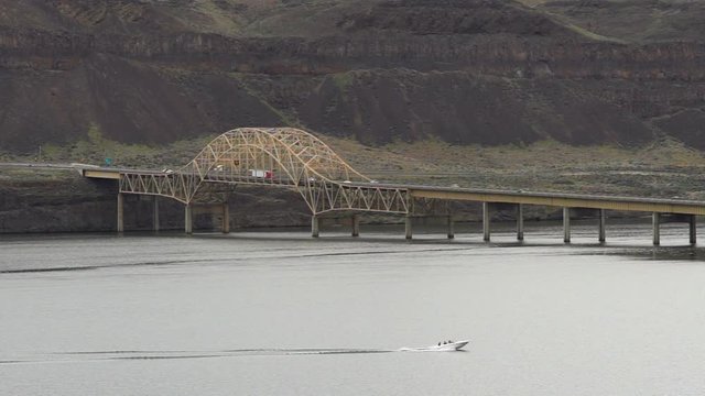 Interstate 90 Vantage Bridge Crossing Columbia River Waters Eastern Washington