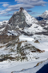 Winter view of mount Matterhorn, Canton of Valais, Alps, Switzerland 