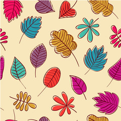 vector set of autumn leave drawn design elements