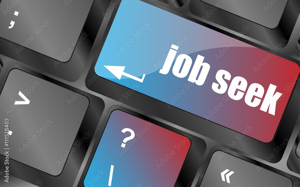 Poster keyboard key with enter button job seek, business concept vector, keyboard keys, keyboard button