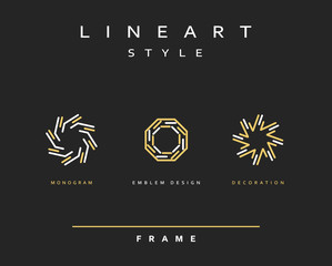 Set of elegant line art design. Monogram design element. Line art pattern for use in the design . Monogram decor . Emblem design.
