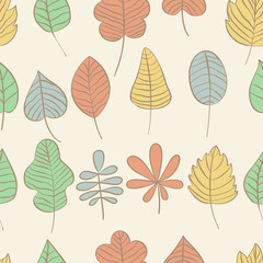 vector autumn leave drawn seamless pattern