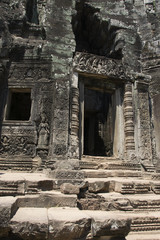 Fototapeta na wymiar Angkor Watt - Temple ruin walls of the khmer city of angkor wat - State monument 