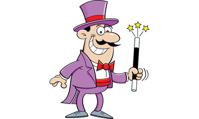 Cartoon illustration of a magician.