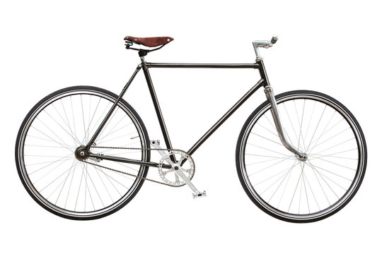 Vintage custom singlespeed bicycle isolated on white background