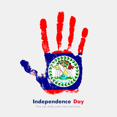 Handprint with the Flag of Belize in grunge style