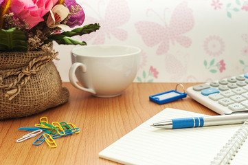 Office table with notepad