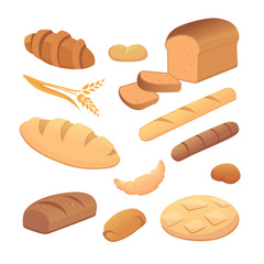 Set of cartoon bread