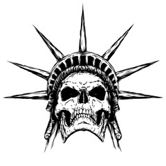 black and white engrave evil skull face © Turaev