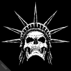 black and white engrave evil vector skull face © Turaev