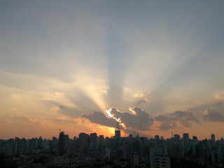 Sky over the city at sunset