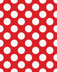 White dots on a red background, seamless vector pattern