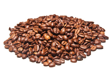 Kaffeebohnen isoliert auf weißem Hintergrund