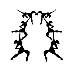 Isolated dancing girls silhouettes illustration. Isolated sport dancing girls silhouettes pattern illustration.