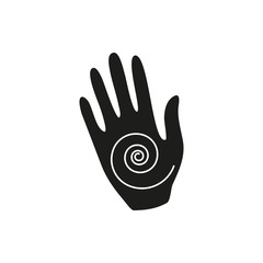 Yoga hand symbol simple black icon on white background
