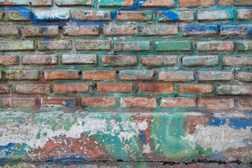 Graffiti brick wall, colorful background
