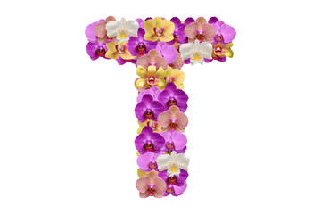 Letter t made of flowers