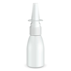 Spray Medical Nasal Antiseptic Drugs Plastic Bottle White. Ready For Your Design. Product Packing Vector EPS10