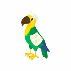 Sick parrot icon, cartoon style