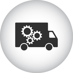 Delivery repair truck sign simple icon on background
