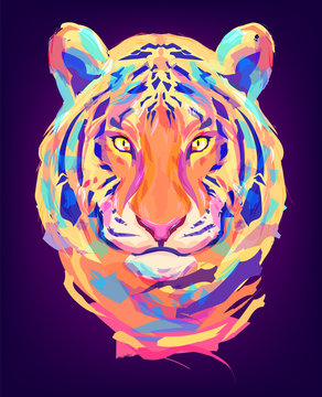 The cute colored tiger head