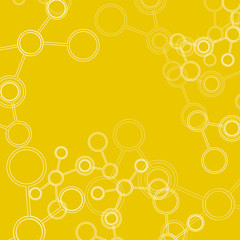 Abstract connection structure. Vector science background. Molecule on yellow background