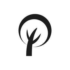 Obraz premium Simple minimal black tree icon symbol style design
