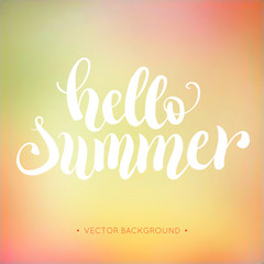 Hello summer hand lettering background