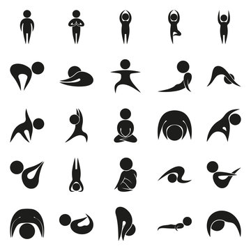 Yoga Meditation Exercise Stretching People Icon Sign Symbol Pictogram