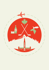Travel to Canada. Cover for brochure or card, poster or sticker. vector illustration