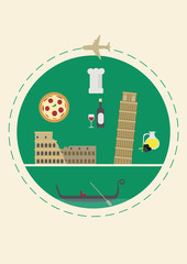 Travel to Italy. Cover for brochure or card, poster or sticker. vector illustration