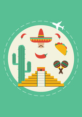Travel to Mexico. Cover for brochure or card, poster or sticker. vector illustration