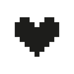 Valentine heart pixel vector monochrome on white background