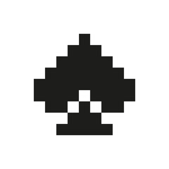 Pixel Card Suits monochrome on white background