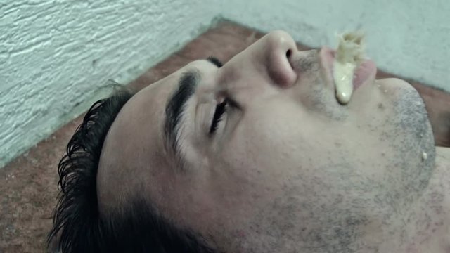 Drunk man on the floor
