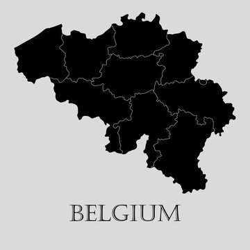 Black Belgium map - vector illustration
