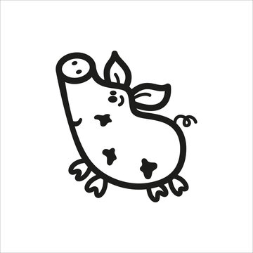 pig in simple monochrome style icon on white background